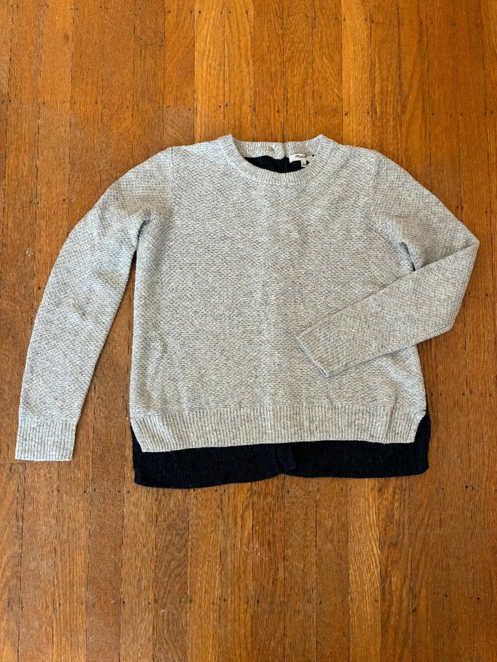 Madewell Small Button Back Sweater Grey and Blue